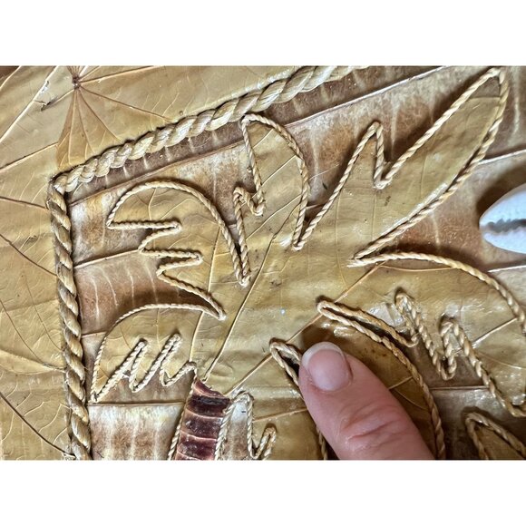 Hawaiian Handmade Photo Album With Palm Tree & Shell Design Dried Leaf Cover VTG - Picture 8 of 16